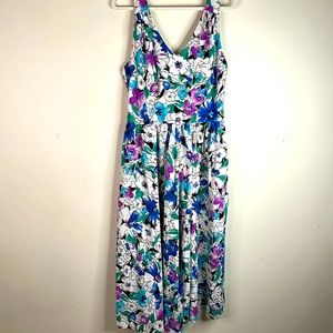 Vintage Cotton Floral Midi Dress